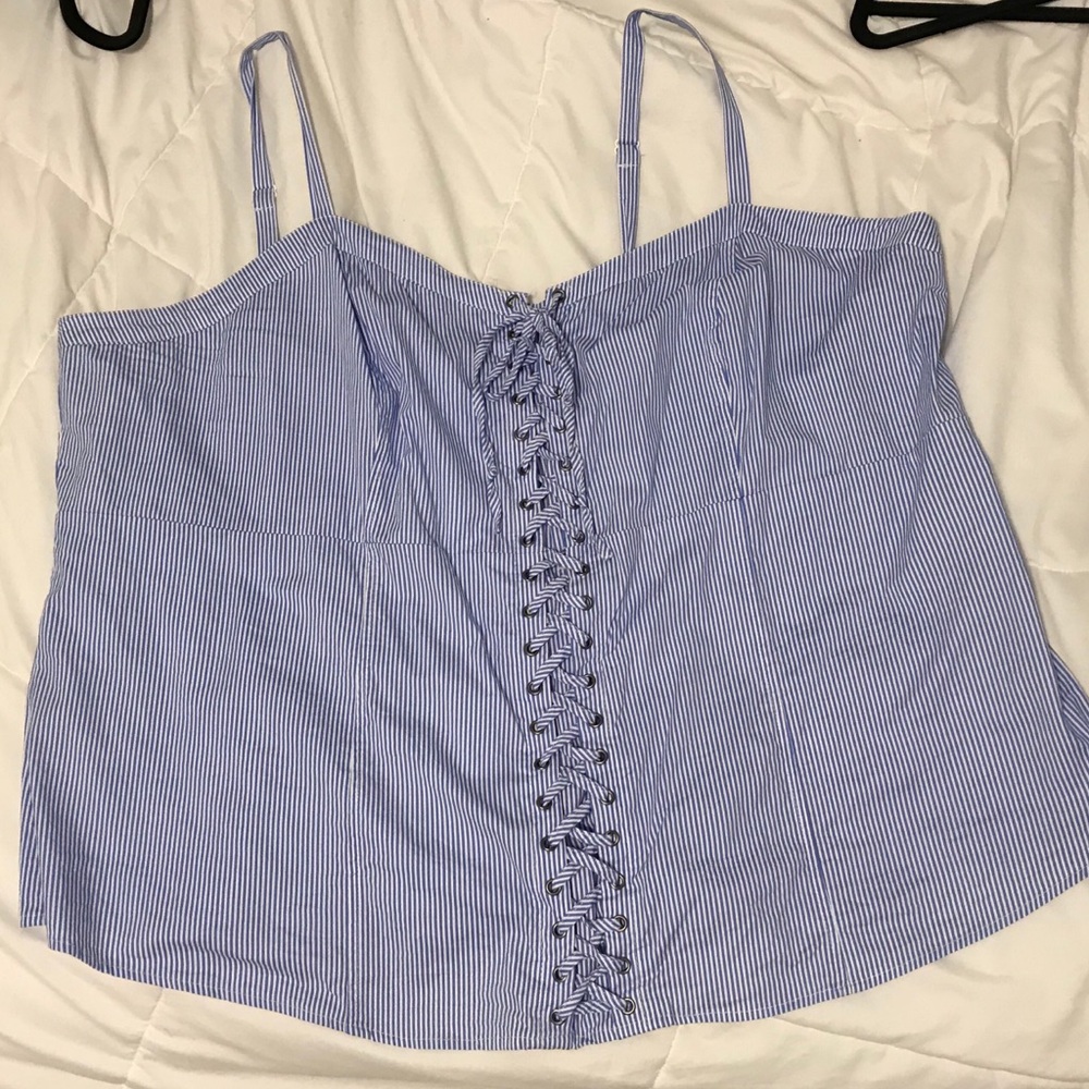 Blue pinstripe Cami - plus size